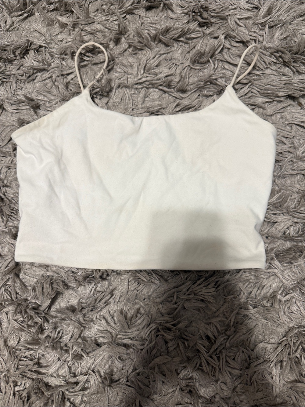 Garage White Spaghetti Strap Crop Tank